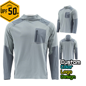 Personalizado ligero de secado rápido SPF 50 Jersey impermeable protección solar sudaderas con capucha que absorbe la humedad de manga larga rendimiento pesca - Product Image 2