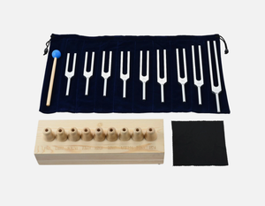 Juego de 9 diapasones Solfeggio dorados con bolsa de silicona para curación. - Product Image 5