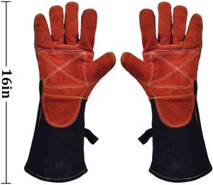 Long Sleeve Welding Gloves Heat & Fire Resistance Work Gloves <b>Oven</b>, <b>Grill</b>, Fireplace Safety Welder Waterproof Work Gloves - Product Image 2