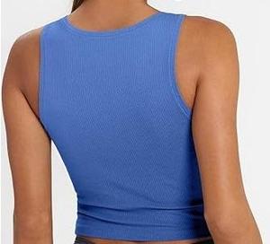 Wholesale <b>Women's</b> Short Jersey <b>Sequined</b> Front Custom Breathable Slim Fit Workout Quick Dry Tank <b>Top</b> - Product Image 2