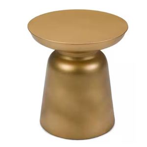 Wholesale Brushed <b>Silver</b> Metal Side <b>Table</b> Grooved Conical Pedestal End <b>Table</b> - Product Image 3