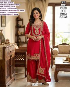 Neelkamal Simar - Conjunto Tradicional Bhandhani para Mujer, Dupatta Largo Hasta el Suelo, Corte Regular, Secado Rápido, para Fiestas, Bodas, Diwali - Product Image 3