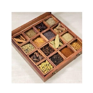 Wooden Spice Storage <b>Box</b> Handmade Kitchen Organizer with Lid for Masala <b>Herbs</b> Condiments Tea Coffee Sugar and Dry Ingredients - Product Image 5