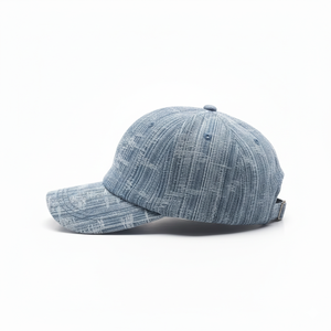 Casquette de baseball en toile texturée bleue imperméable respirante avec fermeture à boucle en plastique, personnalisable avec logo – Vente en gros - Product Image 5