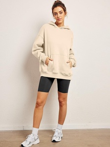 เสื้อสเวตเตอร์แบบสวมหัวโอเวอร์ไซส์ของผู้หญิงเสื้อสเวตเตอร์แขนยาวผ้าฝ้ายผ้าฟลีซระบายอากาศได้ดียืดได้กระเป๋าด้านหน้าฤดูใบไม้ร่วงฤดูหนาว - Product Image 5