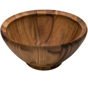 Bol de service en bois d'acacia artisanal de conception nouvelle et haut de gamme, grand bol à salade et à fruits en bois naturel écologique pour la vaisselle d'hôtel - Product Image 3