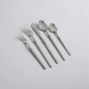 Minimalist Metal Cutlery Set <b>Mirror</b> Finish Long Handle Silver Plated Dishwasher Safe Wedding Dinner Spoon Fork Knife - Product Image 6