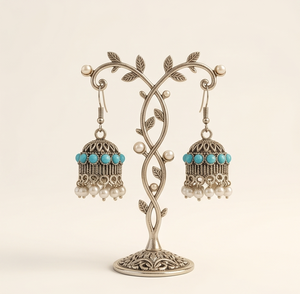DIVYORO TURQUOISE PEARL JHUMKA - Product Image 1