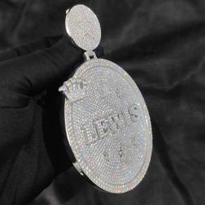 Collier de luxe pour homme en argent 925 avec pendentif photo rond personnalisé serti de diamants de laboratoire, bijoux de mode raffinés - Product Image 3