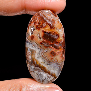 พลอยธรรมชาติ FAIJAN GEMS แบบ Crazy Lace Agate รูปทรงคาโบชอง ทำด้วยมือ รูปทรงผสมผสาน สำหรับทำเครื่องประดับ ได้รับการรับรองจากบุคคลที่สาม รัฐราชสถาน - Product Image 2