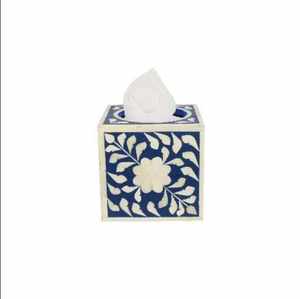 Caja de pañuelos cuadrada hecha a mano con incrustaciones de hueso, diseño tradicional indio artesanal y ecológico para decoración de sala de estar u oficina. - Product Image 3