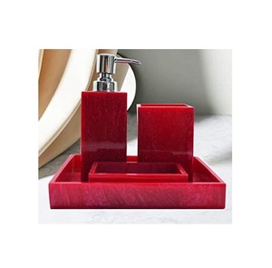Juego de Baño Redondo Portátil Moderno de Tres Piezas de Resina Acrílica Azul Cielo de Lujo de ILAHI con Diseño Floral Uttar Pradesh - Product Image 4