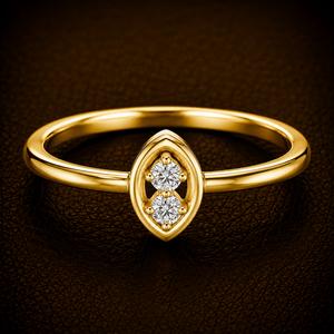 Round Cut Lab Grown Diamond Marquise Shaped Two Stone <b>Ring</b> DEF VVS 14K 18K Yellow Gold OEM <b>Dainty</b> Engagement <b>Ring</b> Wholesale - Product Image 1