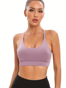 Mesh <b>Racerback</b> Sports <b>Bra</b> Women Medium Impact Scoop Neck Gym Yoga Tank Top Padded Fitness Crop Brassiere Activewear Underwear - Product Image 1