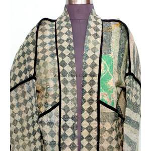 Chaqueta Gudari Hecha a Mano para Mujer, de Algodón Grueso, Estilo Indio Kantha, Surtida, Vintage, Reversible, Étnica, para Exteriores - Product Image 3