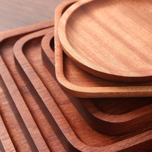Durable Acacia Wooden Tray Polished Metal Handles Eco-Friendly Dishwasher Safe Antique Imitation Design Art Tableware - Product Image 5