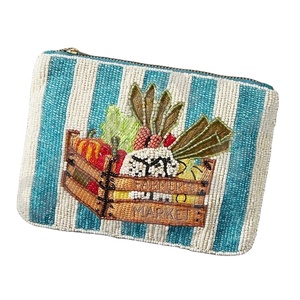 Anthropologie Portefeuille Porte-monnaie Portefeuille personnalisé en perles de rocaille Beau cadeau de maman-Design coeurs pour filles - Product Image 1