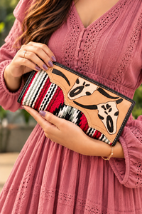 Elegante Bolso de Mano de Cuero Turquesa para Mujer, Multiusos, Estilo Occidental, con Grabado a Mano, Cartera, Funda para Teléfono, Tarjetero, Vintage - Product Image 2