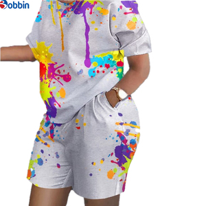 Conjuntos de Dos Piezas Personalizados de Moda Veraniega para Mujer, Camiseta y Pantalones Cortos, Conjuntos Casuales Estampados para Mujer, Trajes Deportivos - Product Image 2