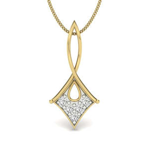 Yellow Gold <b>Diamond</b> Pendant With Round Brilliant Cut Stones For Women's Everyday Wear - Product Image 1