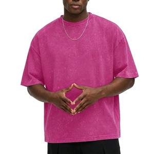 T-shirt Homme Oversize 100% Coton Délavé à l'Acide Violet Manches Courtes Col Rond Style Urbain Uni Vente en Gros 2026 ODM OEM - Product Image 1