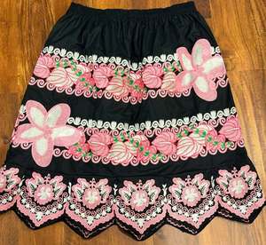 Mini-jupe bohème en coton brodé à fleurs, taille naturelle, coupe trapèze, grande taille, pour femme, été - Product Image 3