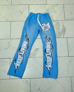 Conjunto de Sudadera con Capucha y Pantalones Deportivos para Hombre, de Alta Calidad, Personalizados, con Bordado Desgastado, Dobladillo sin Rematar, Estilo Deportivo, Pantalones Deportivos Acampanados - Product Image 2