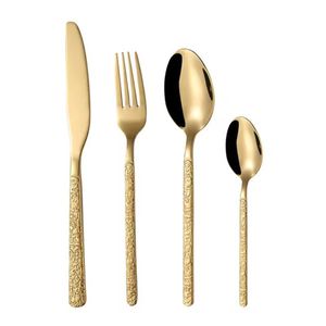 Ensemble de couverts de luxe en acier inoxydable noir avec manche gravé – Cuillère, fourchette, couteau – Vaisselle moderne pour table à manger et cuisine - Product Image 2