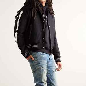 Blouson universitaire brodé personnalisé en toile avec col montant chauffant pour homme – Streetwear respirant de haute qualité pour l'hiver - Product Image 4