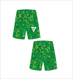 Shorts de camouflage vert pour hommes, motif géométrique abstrait, short de plage d'été, bas décontracté streetwear, vêtements de sport pour la gym et l'entraînement - Product Image 1