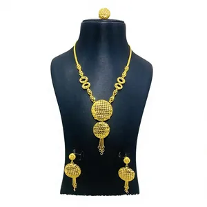 Novedad: Conjunto de Joyería de Latón Chapado en Oro de 18K para Mujer, Cadena de Eslabones de 18 Pulgadas, Collar Corto, Pendientes y Anillos de Moda - Product Image 1