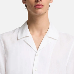 Camiseta de Lino para Hombre, Estilo Urbano Casual, con Cuello Camisero y Manga Corta, Diseño con Logotipo, Servicio OEM para Uso Diario Informal - Product Image 2