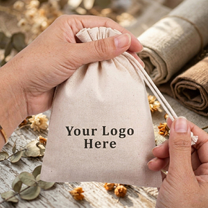 Custom Logo Cotton <b>Drawstring</b> Pouch <b>Bag</b> <b>Small</b> Recyclable Gift Packaging Accessory For Jewelry Organizer - Product Image 1
