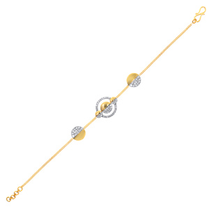 Pulsera de Oro Amarillo de 14K con Diamantes y Diseño de Órbita Planetaria |   Pulsera de Cadena con Círculos Celestiales Modernos para Mujer - Product Image 1
