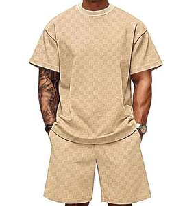 Conjunto de Camiseta y Pantalones Cortos para Hombre con Logotipo Personalizado OEM, Tallas Grandes hasta 5XL, Conjunto de 2 Piezas con Estampado de Manga Corta de Secado Rápido para Verano - Product Image 1