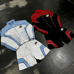 Unisex Custom <b>Summer</b> Cotton Windbreaker <b>Jacket</b> Track Pants Set Solid Quick Dry Embroidered Mesh Fabric Inner Lining <b>Men's</b> - Product Image 4