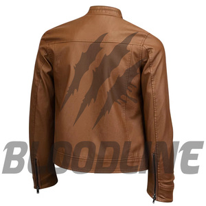 เสื้อแจ็คเก็ตหนัง PU สีดำสำหรับผู้ชาย แบรนด์ BLOODLINE ทรงเข้ารูป คอตั้ง ปิดด้วยซิป เหมาะสำหรับใส่ในฤดูใบไม้ร่วง - Product Image 4
