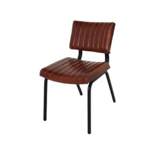 Silla de comedor con marco de hierro y asiento de cuero para el hogar, la Oficina, el hotel y el restaurante, sillas simples de uso de oficina a la venta - Product Image 1