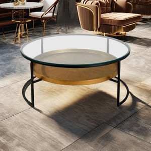 Table basse en aluminium et fer avec dessus en verre pour salon et chambre à coucher Design unique - Product Image 4