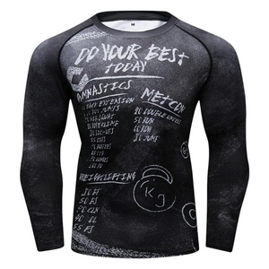 Camiseta de compresión de manga larga para hombre, totalmente estampada, para MMA, OEM, personalizada, que absorbe la humedad, de poliéster y spandex premium - Product Image 5