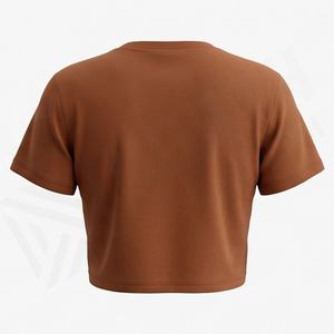 T-shirt court en coton et polyester pour femme, logo personnalisé, vente en gros, nouveau style, couleur unie, haute qualité, couleur personnalisable - Product Image 2