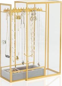 กล่องเก็บเครื่องประดับแก้วมีสไตล์ กล่องใส่เครื่องประดับหรูหรา โครงโลหะ กระจกใส - Product Image 2