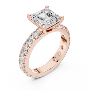 Anillos de compromiso o boda clásicos para mujer, de oro rosa macizo de 14 quilates, con diamante de corte Asscher cultivado en laboratorio, joyería para fiestas. - Product Image 5