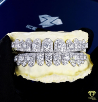 Juego de Grillz Personalizados con Diseño de Panal de Abeja, en Plata de Ley S925 Auténtica con Moissanita VVS que Pasa la Prueba del Diamante, Regalo Personalizado para Él
