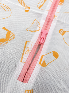 Bolsa de lavandería blanca y naranja de malla con cremallera para almacenamiento de ropa, red de lavado rectangular plegable - Product Image 3