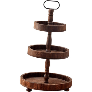 Soporte de Exhibición de Dos Niveles Redondo de Bambú para Pasteles, Cupcakes y Postres, Bandeja de Servicio de Alimentos para Cocina, Torre Decorativa para el Hogar, Diseño Moderno, En Oferta - Product Image 3