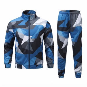 Ensemble de survêtement personnalisé à imprimé géométrique sublimé pour homme, veste coupe-vent à fermeture éclair intégrale et pantalon de jogging, vêtements de sport athlétiques - Product Image 1