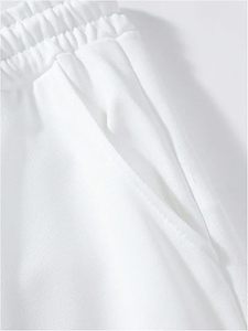 เสื้อฮู้ดดี้เซนต์เวิลด์ ชุดวอร์มผู้ชาย สตรีทแวร์ แขนยาว ทรงหลวม ใส่ได้ในฤดูหนาว สีดำล้วน กางเกงมีเชือกผูก เอวสม็อค ผ้าหนา 100% - Product Image 6