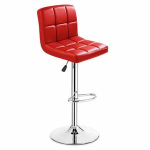 Ensemble de 2 tabourets de bar pivotants en cuir PU, chaises de pub rouges - Product Image 3