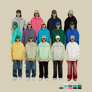 เสื้อฮู้ดแบบสวมศีรษะผ้าคอตตอน100% ขนาด14กรัมเสื้อมีฮู้ดผ้าฟลีซ350กรัมสำหรับทุกเพศ - Product Image 1